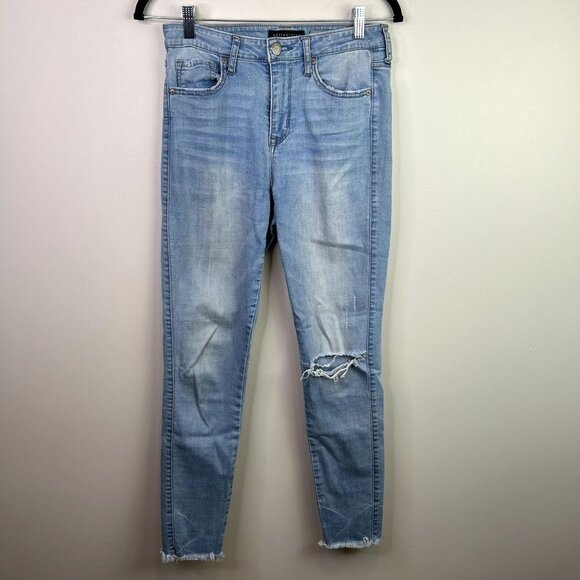 Aeropostale high wasit ankle light wash destressed jeggings raw hem 6‎ reg - Picture 1 of 12